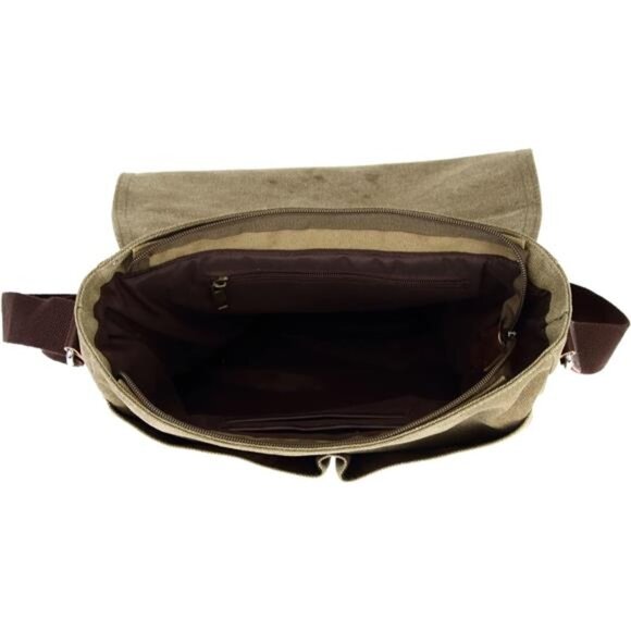 Canvas Messenger Bag Small Crossbody Bag Vintage Shoulder Bag for Men Women - Picture 5 of 8